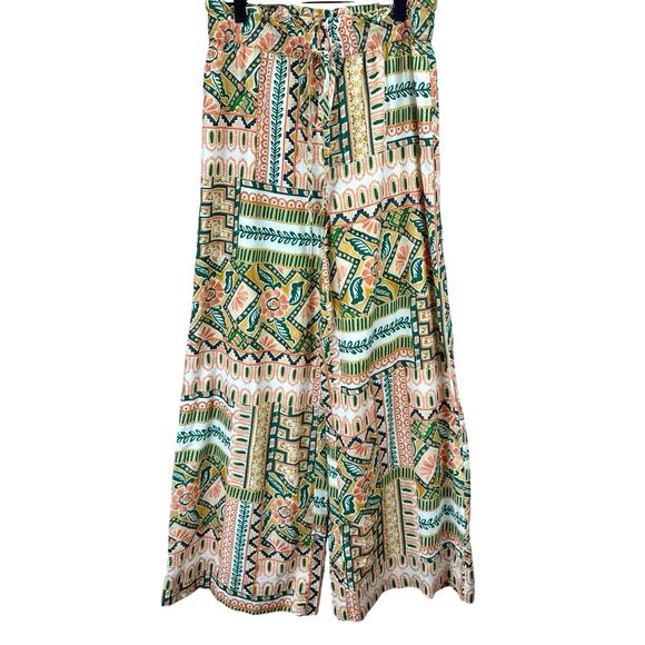 Bila 77 Wide Leg Studio Pants Women’s Size Small Warm Sands Allover Print - Picture 4 of 7